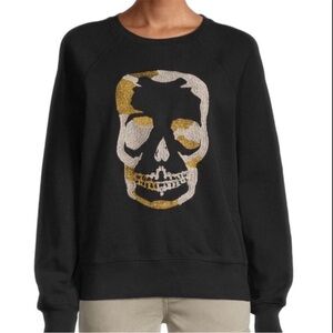 Zadig & Voltaire Navy Upper Camo Skull Embroidery Sweatshirt SZ-XS
